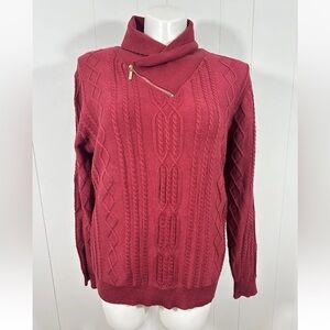 NWT Coofandy Women’s Sz XL Red Cowl Zipped Neck Sweater Red Pullover Long Sleeve